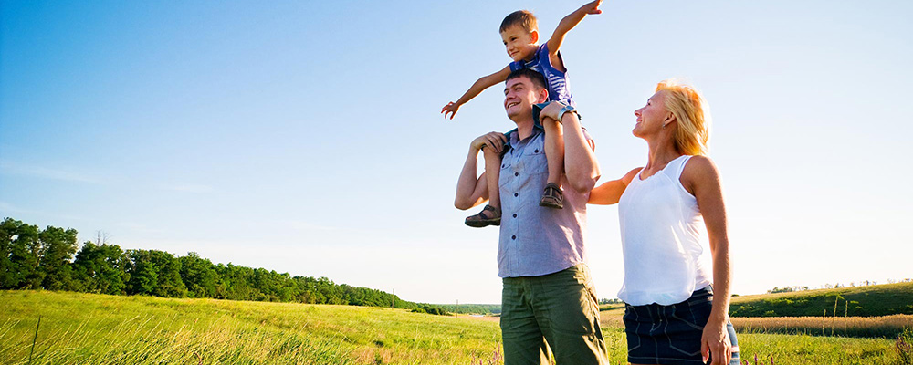 Young family enjoying the outdoors